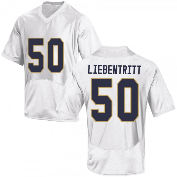 Barrett Liebentritt Notre Dame Fighting Irish NCAA Men's #50 White Replica College Stitched Football Jersey OSW1155WN